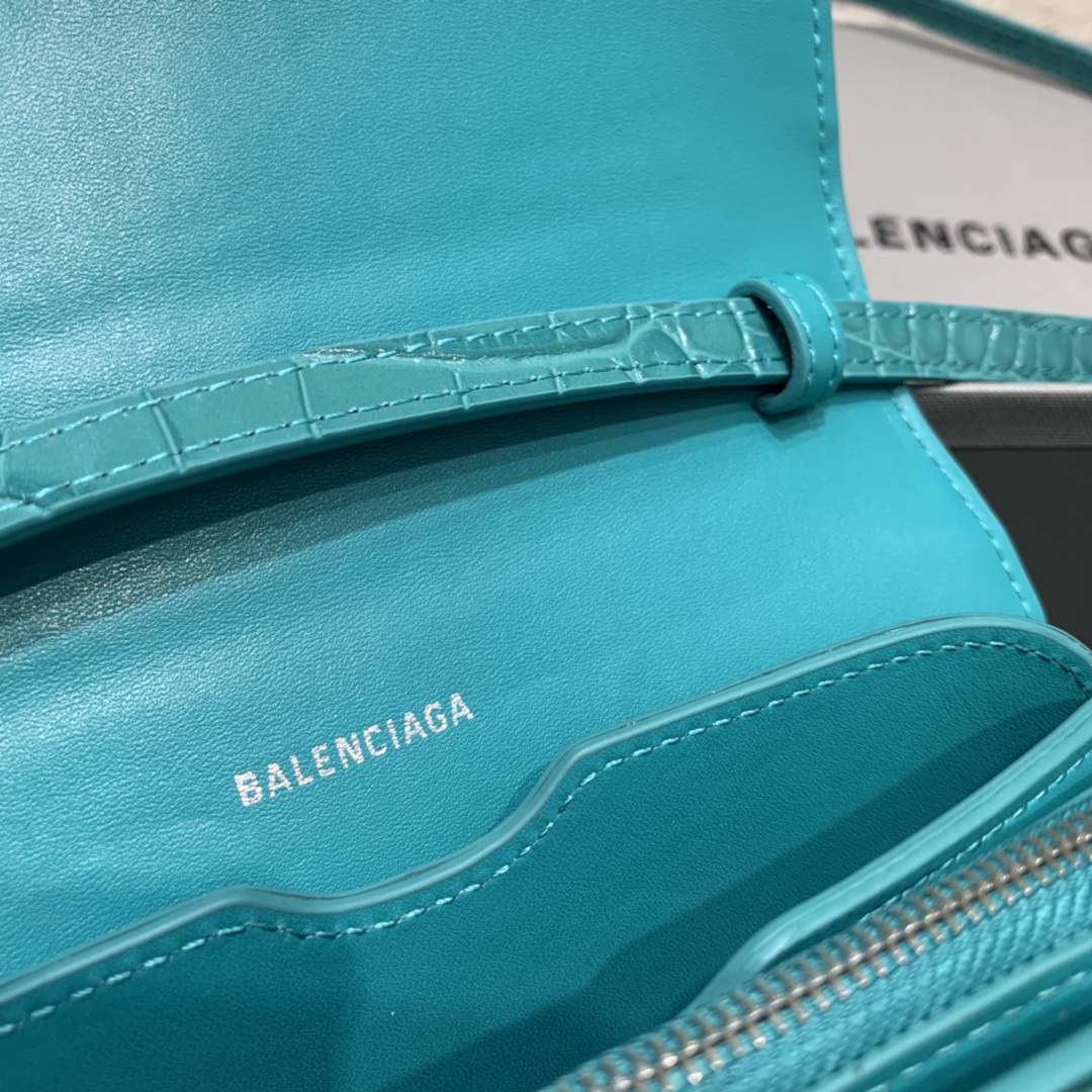 Balenciaga Small Woc Crocodile Embossed Shoulder Bag Light Blue